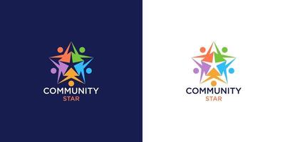 People community care logo with creative star concept vector