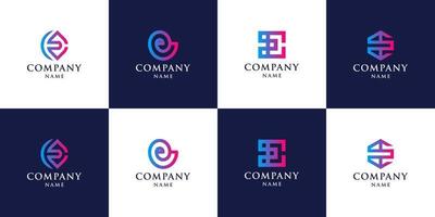 conjunto de logotipo de letra e inicial de monograma con concepto creativo vector