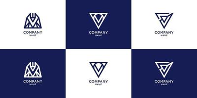 Set of letter v logo with creative concept vector
