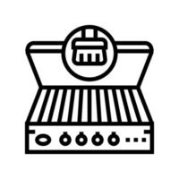 Ilustración de vector de icono de línea de limpieza de barbacoa
