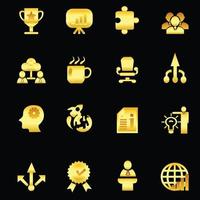 Gold business icons isolate on back background vector