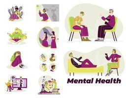 Set of people mental health illustration vector