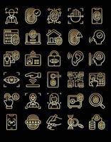 Set Of Gold Biometrics Icons