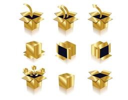 set of gold box icons isolate on white background vector