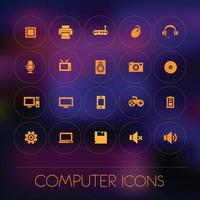 iconos de computadora sobre fondo degradado vector