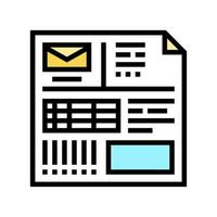ilustración de vector de icono de color de lista de papel de factura