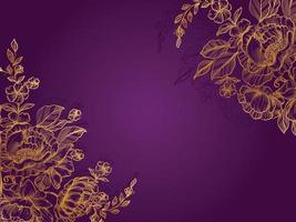 golden hand drawn flower purple background vector