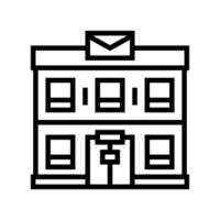ilustración de vector de icono de línea de edificio de oficina de correos