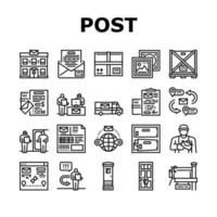 Post Office Delivery Service Icons Set Vector