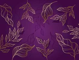 hand drawn linear engraved floral on purple background