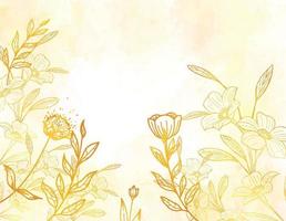 Gold leaf collection watercolor floral vector