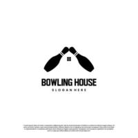 bowling house creative combine logo design on isolated background vector