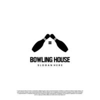 bowling house creative combine logo design on isolated background vector