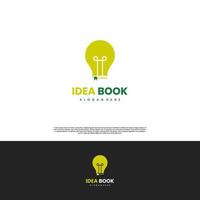 idea book logo design on isolated background, light bulb combine with book logo vector