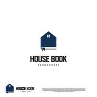 bookstore logo design, house combine with book logo design modern concept vector