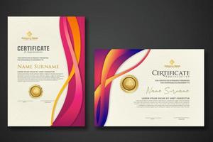 Two set certificate template with dynamic and futuristic wave modern background vector