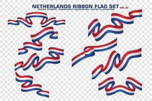 Netherlands Ribbon Flags Set, Element design, 3D style. vector Illustration