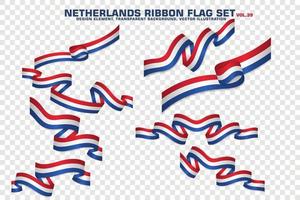 Netherlands Ribbon Flags Set, Element design, 3D style. vector Illustration