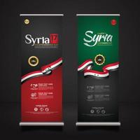 set roll up banner promotions Syria happy independence Day background template vector