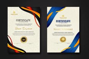 Two set certificate template with dynamic and futuristic wave modern background vector