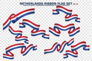 Netherlands Ribbon Flags Set, Element design, 3D style. vector Illustration