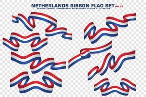 Netherlands Ribbon Flags Set, Element design, 3D style. vector Illustration