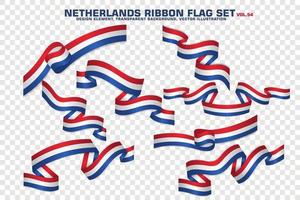 Netherlands Ribbon Flags Set, Element design, 3D style. vector Illustration