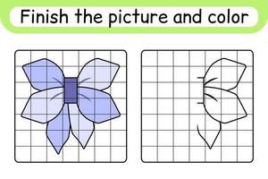 Complete the picture bow. Copy the picture and color. Finish the image. Coloring book. Educational drawing exercise game for children vector