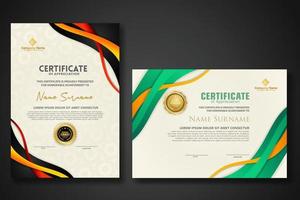 Two set certificate template with dynamic and futuristic wave modern background vector