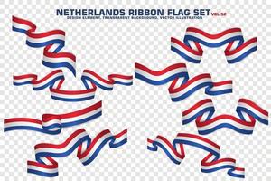 Netherlands Ribbon Flags Set, Element design, 3D style. vector Illustration