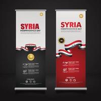 set roll up banner promotions Syria happy independence Day background template vector