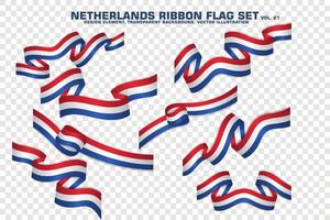 Netherlands Ribbon Flags Set, Element design, 3D style. vector Illustration