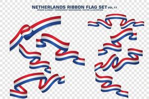 Netherlands Ribbon Flags Set, Element design, 3D style. vector Illustration