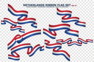 Netherlands Ribbon Flags Set, Element design, 3D style. vector Illustration