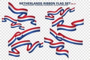 Netherlands Ribbon Flags Set, Element design, 3D style. vector Illustration