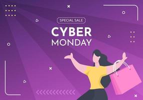 Cyber Monday Sale Background Template Hand Drawn Cartoon Flat Illustration vector