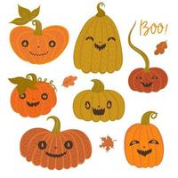 conjunto de calabazas de halloween aisladas sobre fondo blanco.gráficos vectoriales. vector