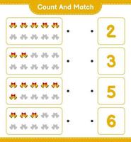 Count and match, count the number of Christmas Bell and match with the right numbers. Educational children game, printable worksheet, vector illustration