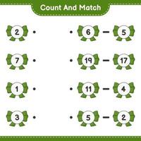 Count and match, count the number of Ribbon and match with the right numbers. Educational children game, printable worksheet, vector illustration