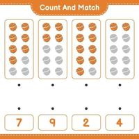 Count and match, count the number of Cookie and match with the right numbers. Educational children game, printable worksheet, vector illustration