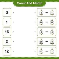 Count and match, count the number of Christmas Tree and match with the right numbers. Educational children game, printable worksheet, vector illustration