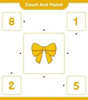 Count and match, count the number of Ribbon and match with the right numbers. Educational children game, printable worksheet, vector illustration