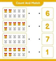 Count and match, count the number of Christmas Bell and match with the right numbers. Educational children game, printable worksheet, vector illustration