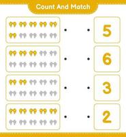 Count and match, count the number of Ribbon and match with the right numbers. Educational children game, printable worksheet, vector illustration