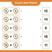 Count and match, count the number of Cookie and match with the right numbers. Educational children game, printable worksheet, vector illustration