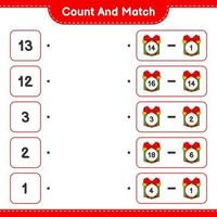 Count and match, count the number of Gift Box and match with the right numbers. Educational children game, printable worksheet, vector illustration