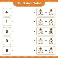 Count and match, count the number of Gingerbread Man and match with the right numbers. Educational children game, printable worksheet, vector illustration