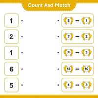 Count and match, count the number of Ribbon and match with the right numbers. Educational children game, printable worksheet, vector illustration