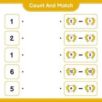 Count and match, count the number of Ribbon and match with the right numbers. Educational children game, printable worksheet, vector illustration