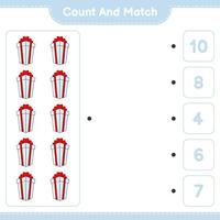 Count and match, count the number of Gift Box and match with the right numbers. Educational children game, printable worksheet, vector illustration